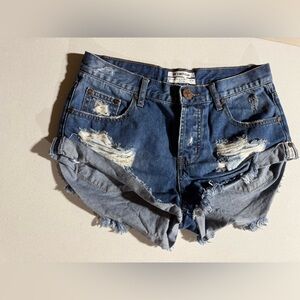 ONE X ONE TEASPOON Twisted Hem Denim Cut-Off Shorts Women’s Size 24 Pre Owned
